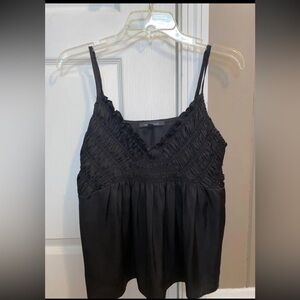 Grade And Gather Black Spaghetti Strap v neck smocked blouse Top